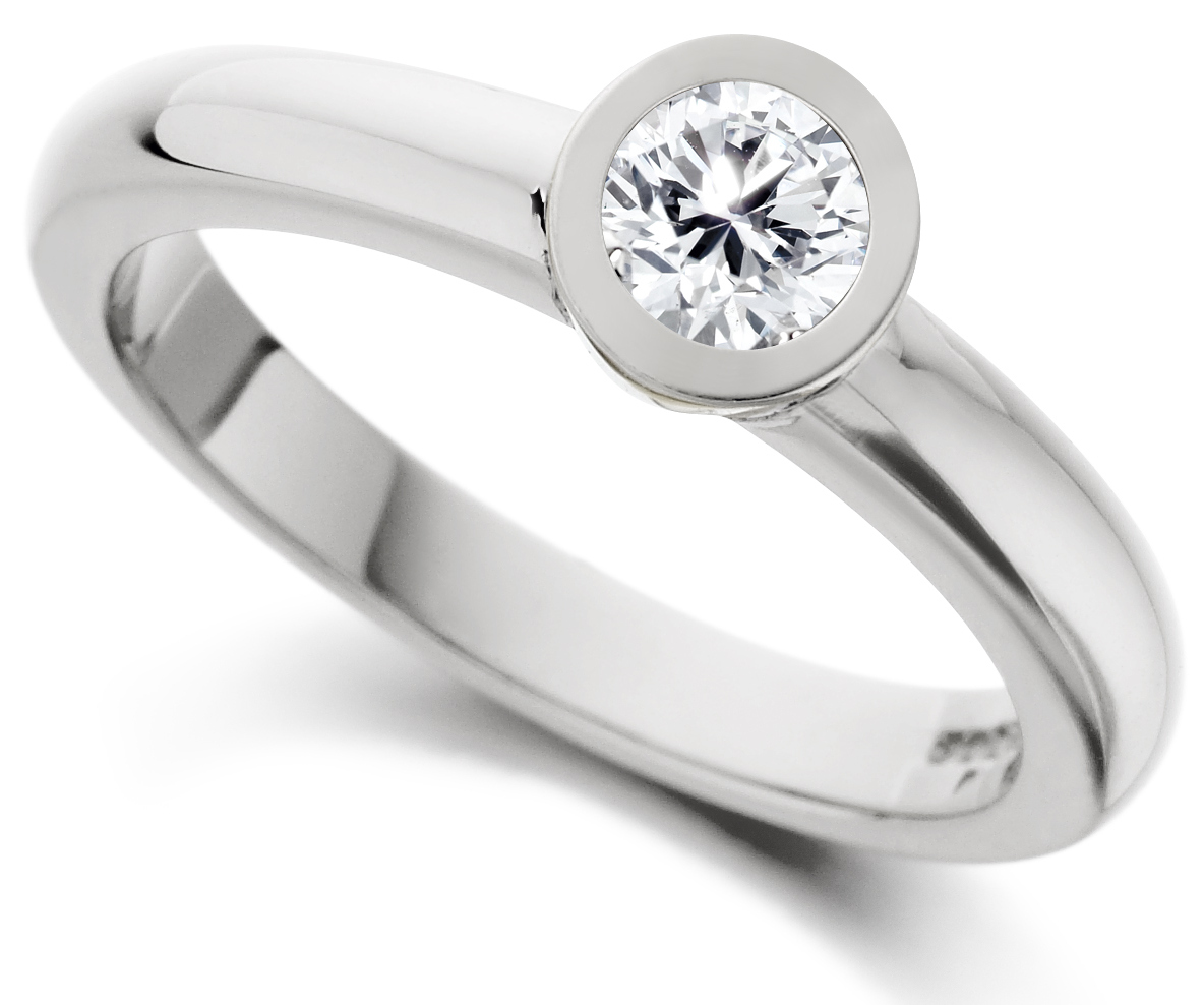 Round Rub Over White Gold Engagement Ring  IC0503 Main Image